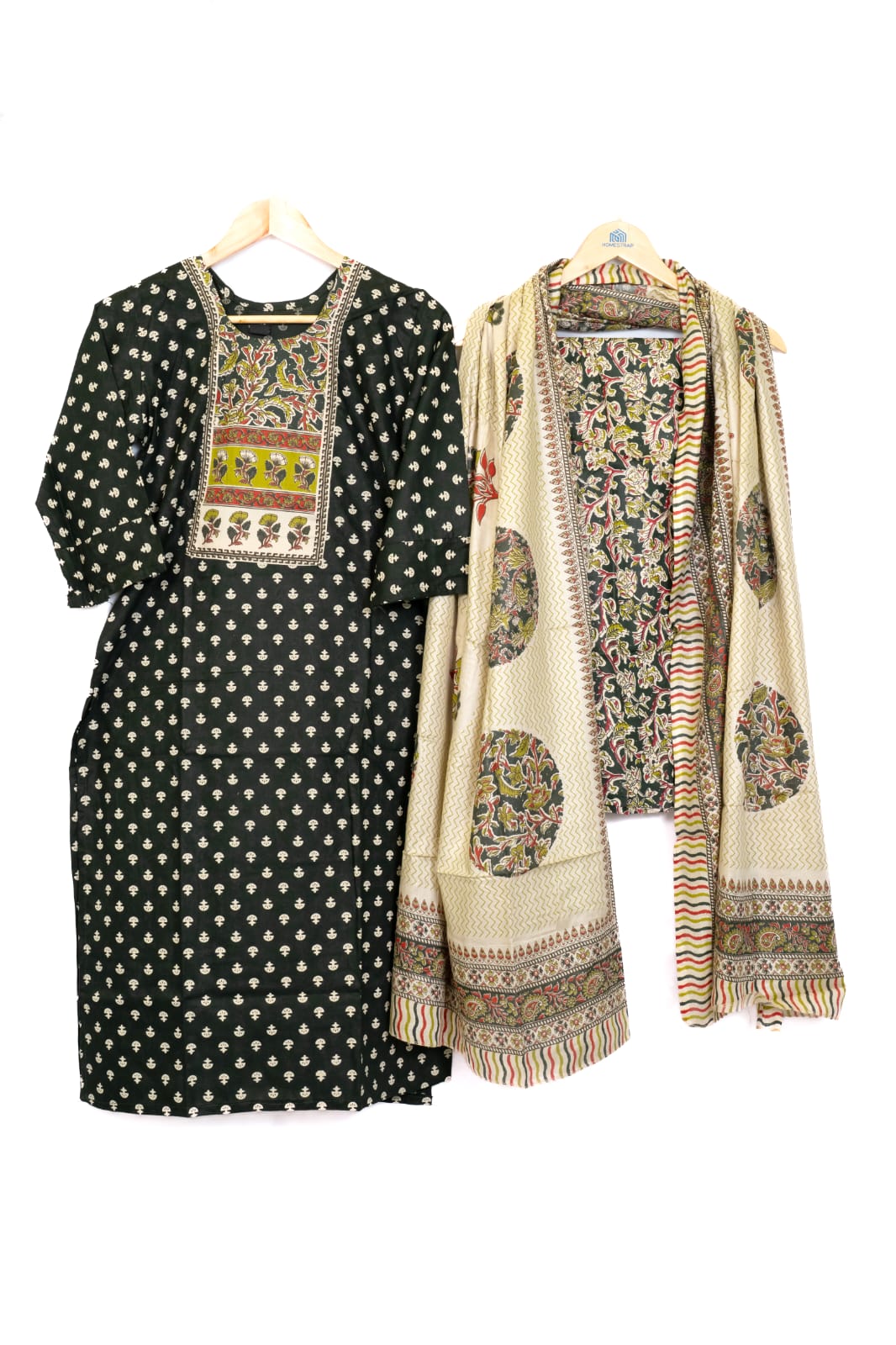 Deep Green Printed cotton suit set