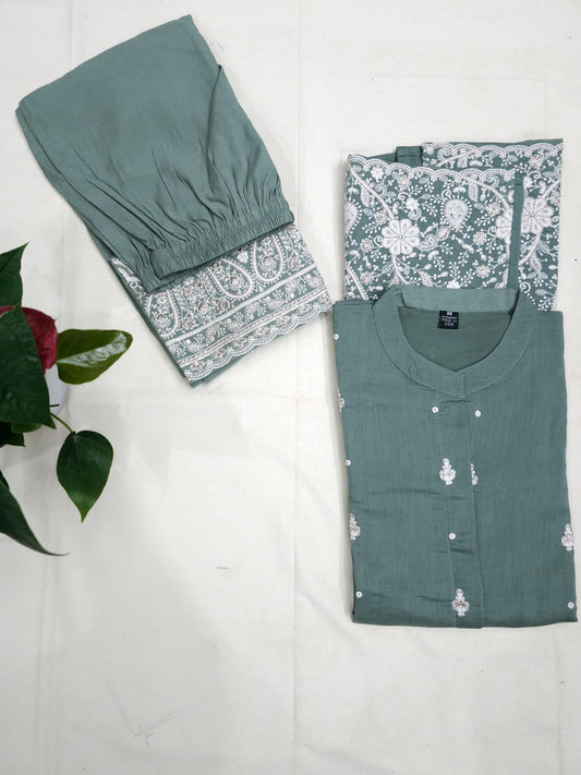 Sage Green Embroidered suit