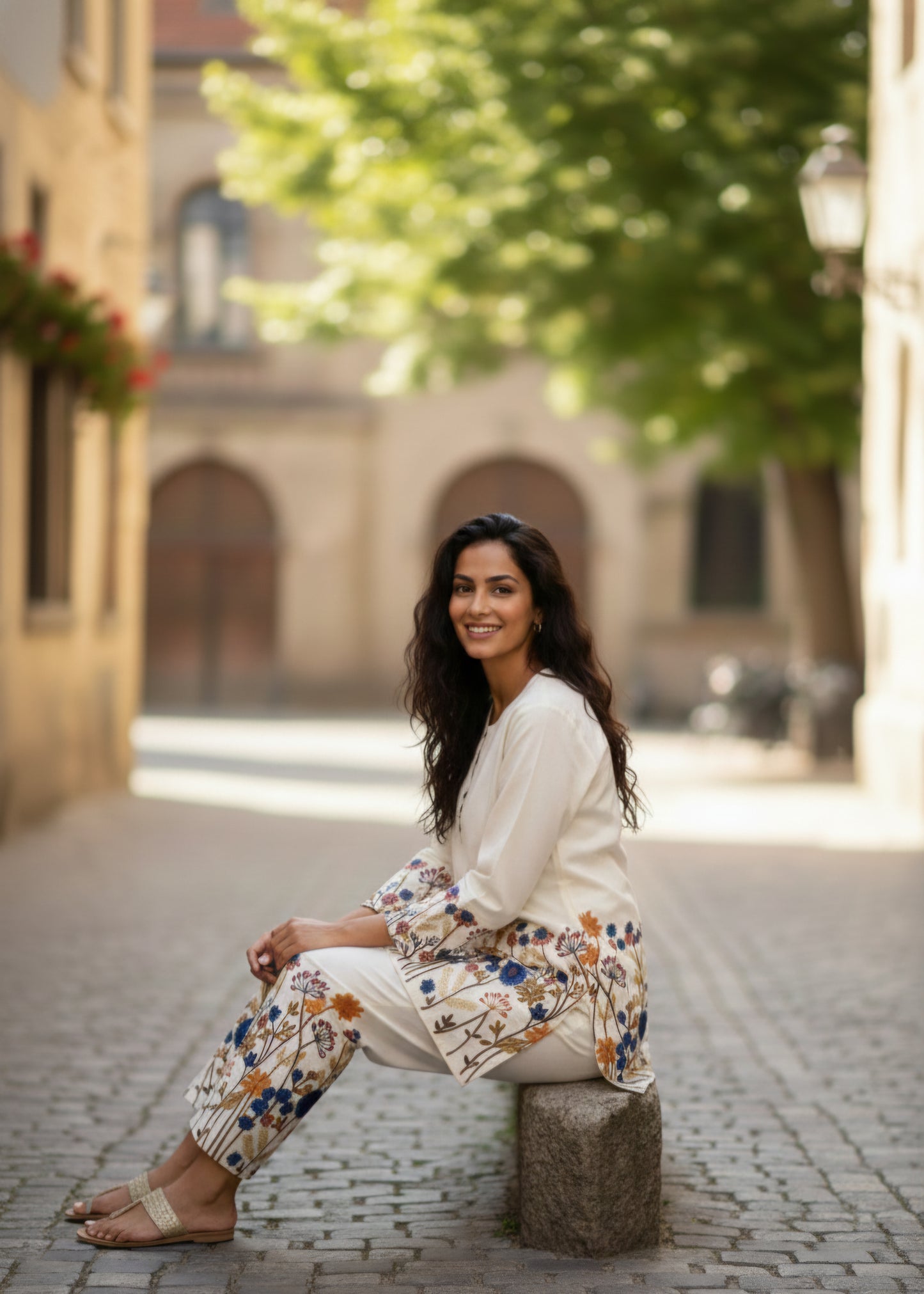 Ivory Women's Floral Print Co-Ord Set