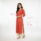 Red and Beige Straight Kurti