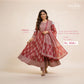 Dusty Rose and White Block Print Anarkali Set
