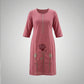 Peach Cotton Long Kurti with Floral Embroidery