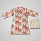 Off-White Rayon Kurti with Peach Floral Print