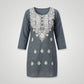 Grey Cotton Chikankari Embroidered Kurti with White Thread Work