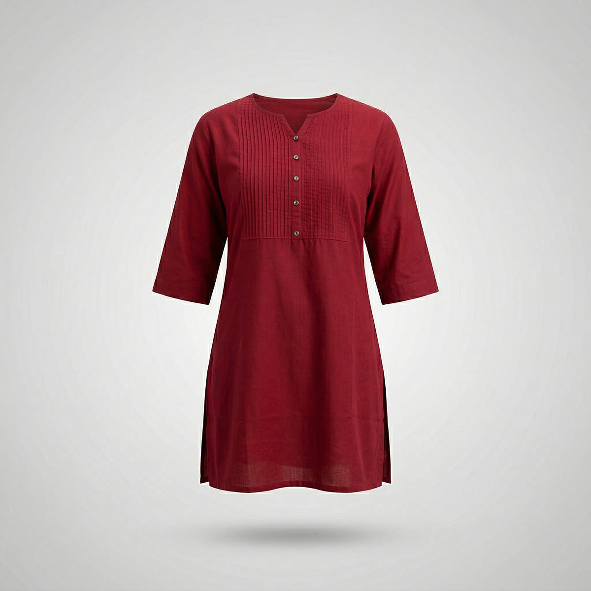 Maroon Vertican Silk Top with Pintuck Detail