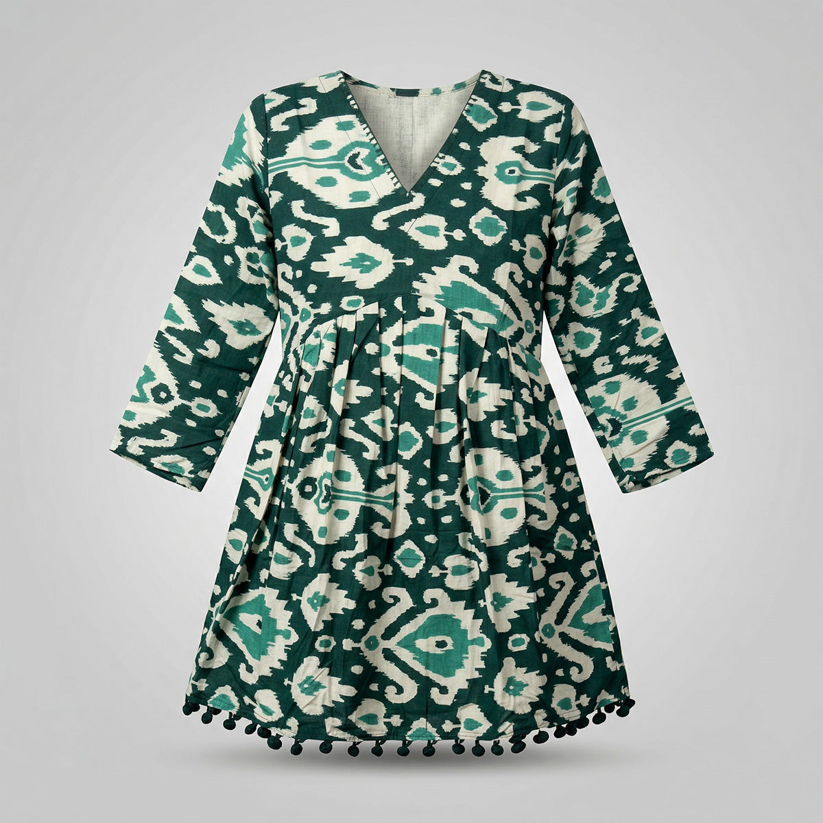Emerald Printed Cotton Alia Top – Tassel Hem