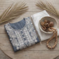 Grey Cotton Chikankari Embroidered Kurti with White Thread Work
