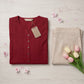 Maroon Vertican Silk Top with Pintuck Detail