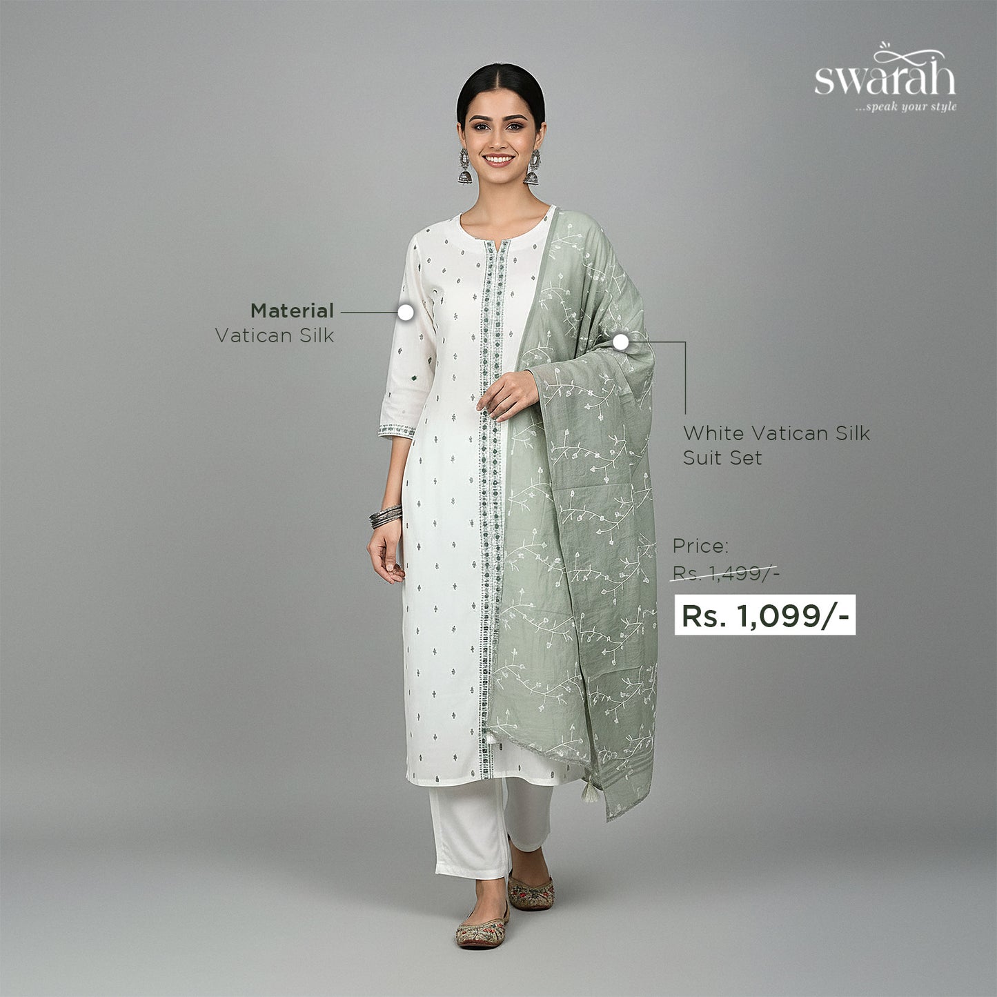 White Vatican Silk Suit Set