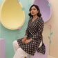 Black Ajrak Cotton Kurti with Flared Bell Sleeves