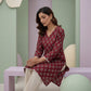 Maroon Ajrak Printed Cotton Kurti