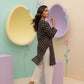 Black Ajrak Cotton Kurti with Flared Bell Sleeves