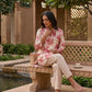 Off-White Rayon Kurti with Peach Floral Print