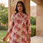 Off-White Rayon Kurti with Peach Floral Print