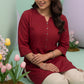 Maroon Vertican Silk Top with Pintuck Detail