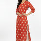Red and Beige Straight Kurti