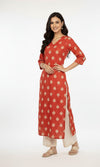 Red and Beige Straight Kurti
