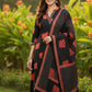 Black & Red Elephant Motif Angrakha Kurta Set