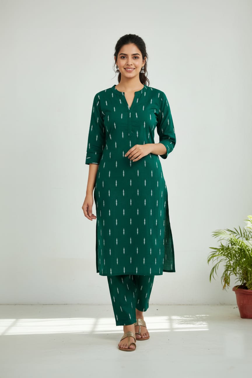 Emerald Essence Raw Silk 2-Piece Set