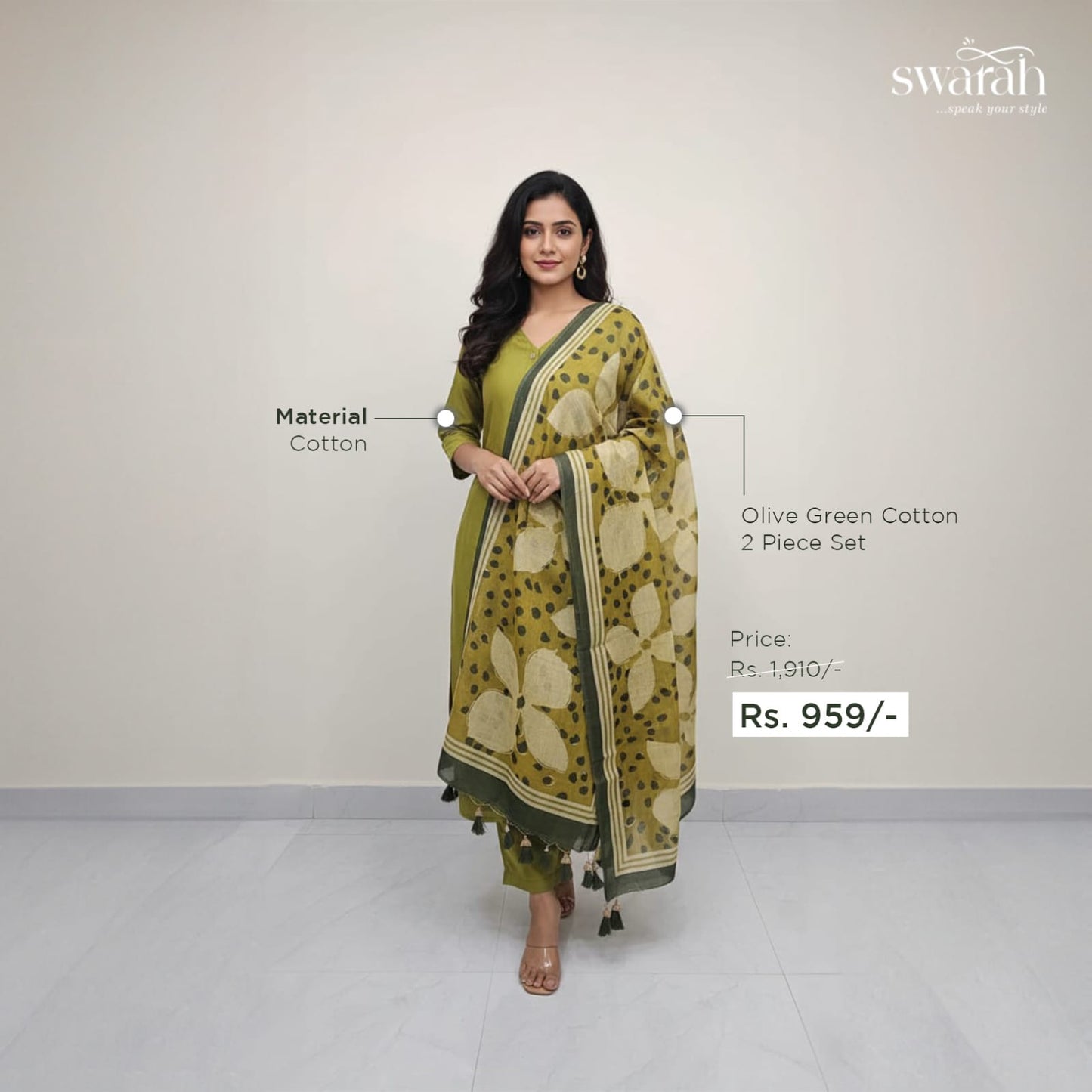 Olive Green Cotton 3 piece Set