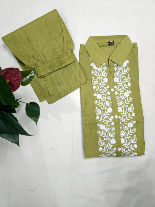 Lime Glow Vatican Silk 2-Piece Set