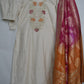 Ivory Roman Silk Suit Set with Banaras dupatta.