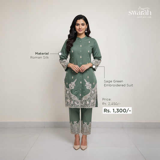 Sage Green Embroidered suit