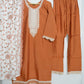 Rust Radiance Roman Silk Suit Set
