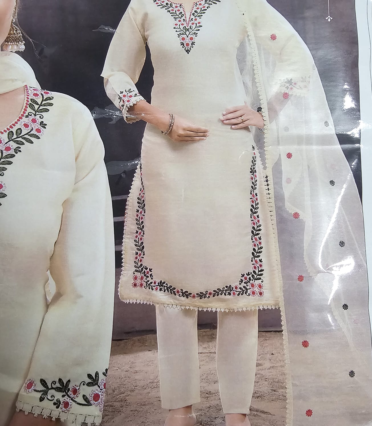 Ivory Petal Roman Silk Suit Set