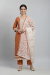 Rust Radiance Roman Silk Suit Set
